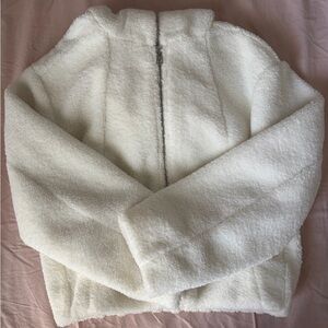 Madewell Cream Fleece Zip-Up Jacket